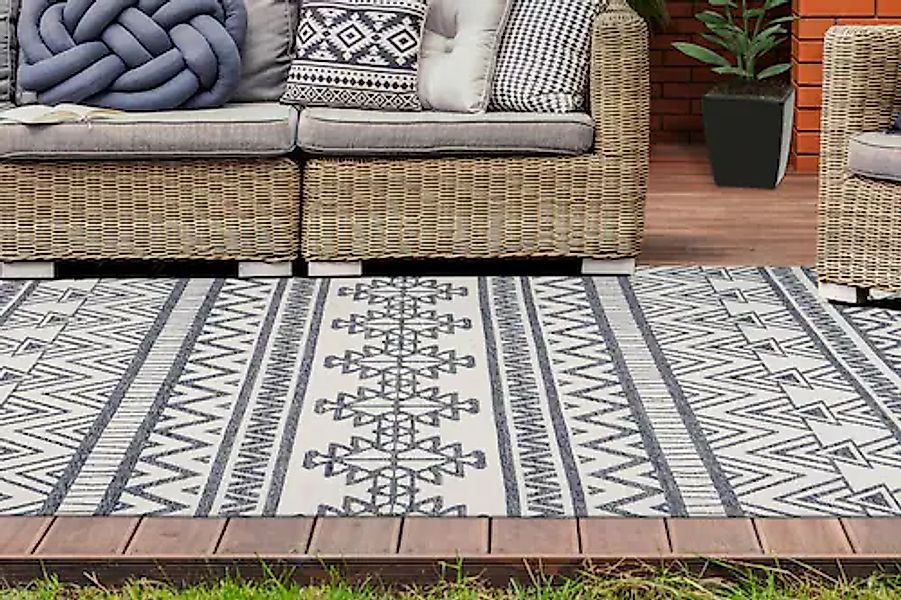 my home Teppich »Alessia«, rechteckig, 10 mm Höhe, wetterfest, Wohnzimmer günstig online kaufen
