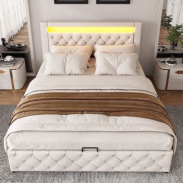 STILVORA Polsterbett Funktionsbett 140x200 mit Stauraum,Doppelbett günstig online kaufen