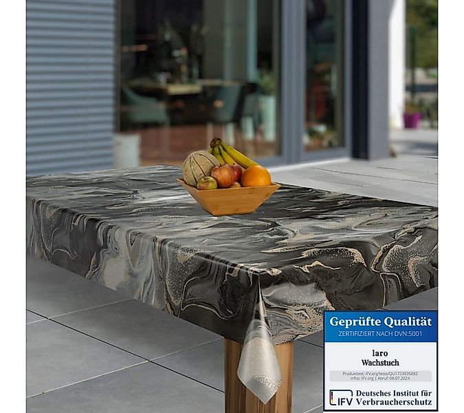 laro Tischdecke Wachstuch-Tischdecken Marmoriert Schwarz Beige Grau rechtec günstig online kaufen