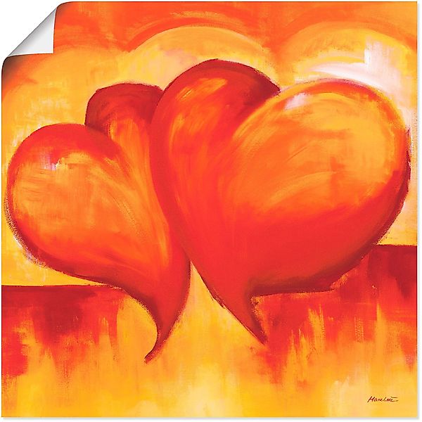 Artland Wandbild Abstrakte Herzen - Orange, günstig online kaufen