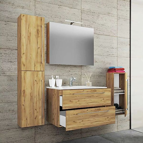 Badezimmermöbelset 4-teilig für die Wandmontage 46 cm tief (vierteilig) günstig online kaufen
