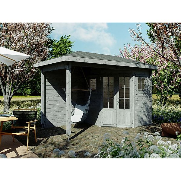Fjordholz 5-Eck Gartenhaus Modell Evelyn 1B Grau Imprägniert günstig online kaufen