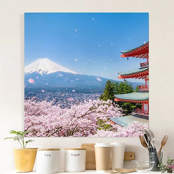Leinwandbild Chureito Pagode und Fuji günstig online kaufen