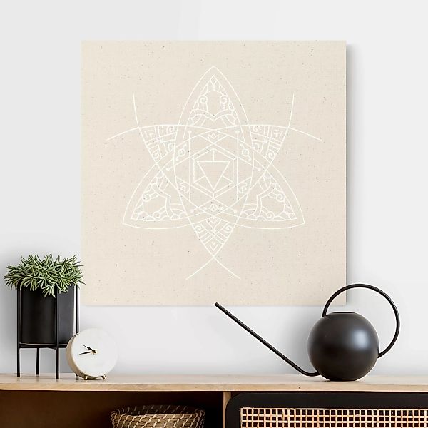 Leinwandbild auf Naturcanvas Weiße Linien - Mandala Triangel günstig online kaufen
