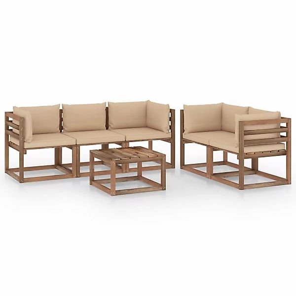 6-tlg. Garten-lounge-set Mit Beigen Kissen günstig online kaufen