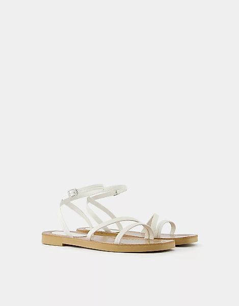 Bershka Flache Riemchensandalen Damen 37 Weiss günstig online kaufen