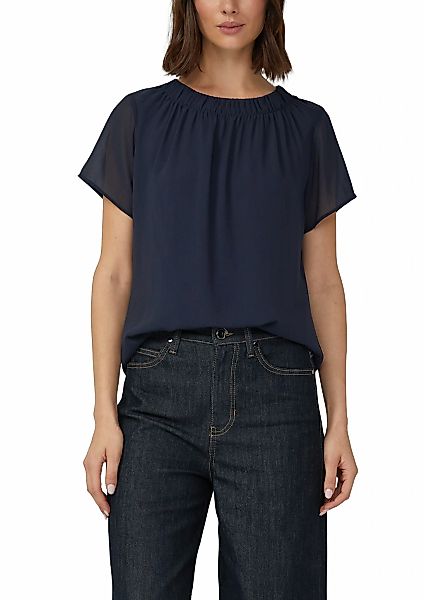 s.Oliver BLACK LABEL Kurzarmbluse mir Raffung am Ausschnitt günstig online kaufen