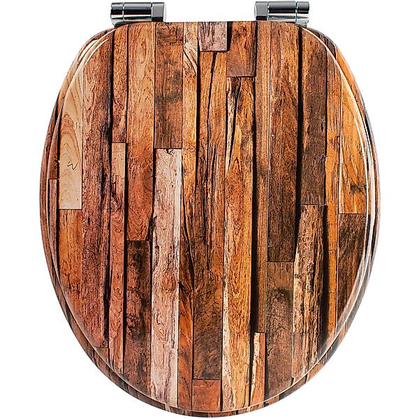 Sanfino WC Sitz Industrial Wood Toilettendeckel mit Absenkautomatik aus Hol günstig online kaufen