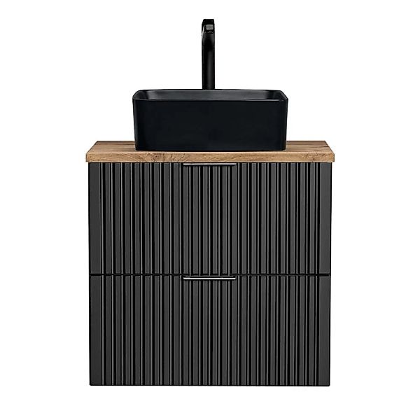 Badmöbel Waschtisch, 61cm, mit schwarzem Aufsatzbecken, ADELAIDE-56-BLACK, günstig online kaufen