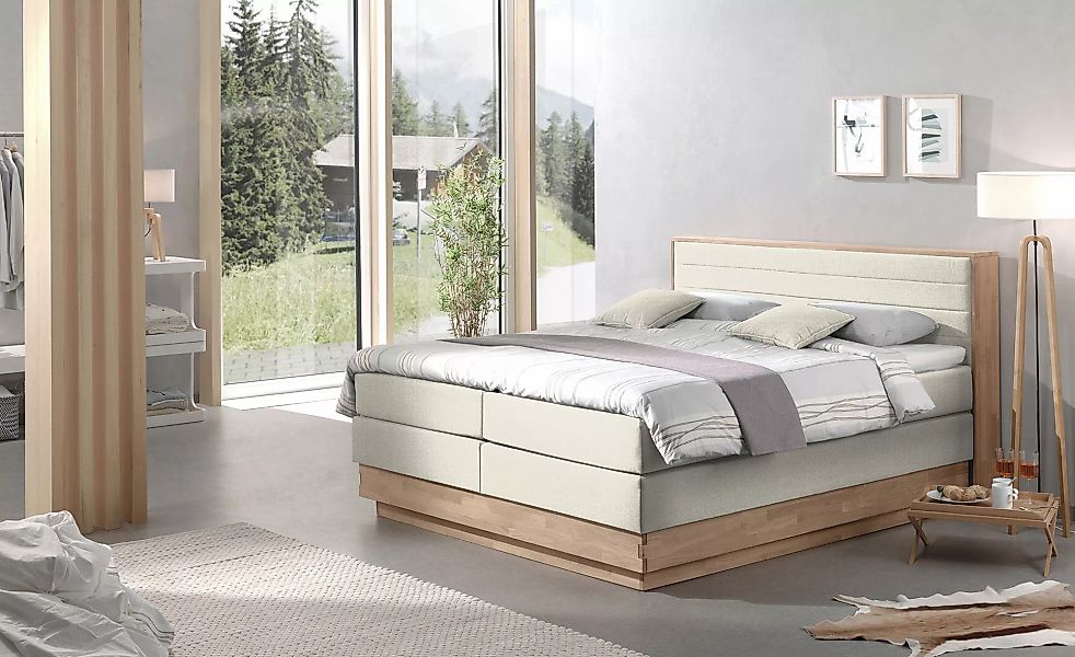 uno Massivholz-Boxspringbett mit Bettkasten Morgan ¦ beige ¦ Maße (cm): B: günstig online kaufen