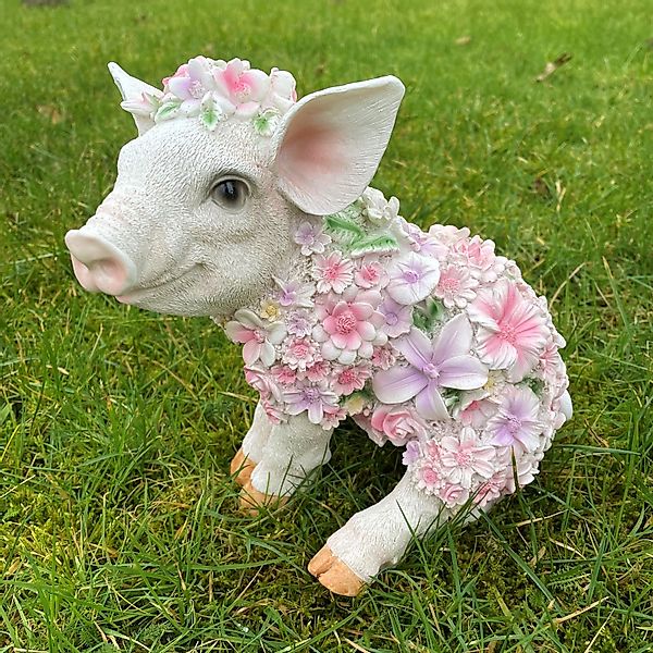 Online-Fuchs Gartenfigur Schwein im Blumenkleid Blumenwiese günstig online kaufen