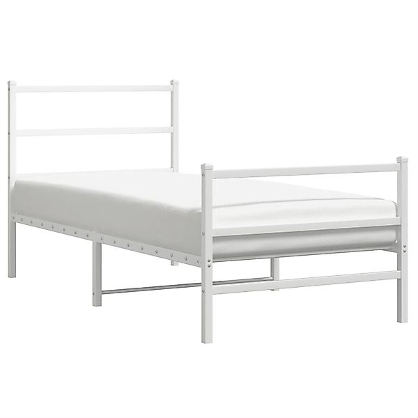 vidaXL Bettgestell mit Kopf- und Fußteil Metall Weiß 90x190 cm 355424 günstig online kaufen