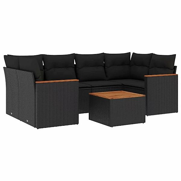 vidaXL 7-tlg Garten-Sofagarnitur mit Kissen Schwarz Poly Rattan Modell 117 günstig online kaufen