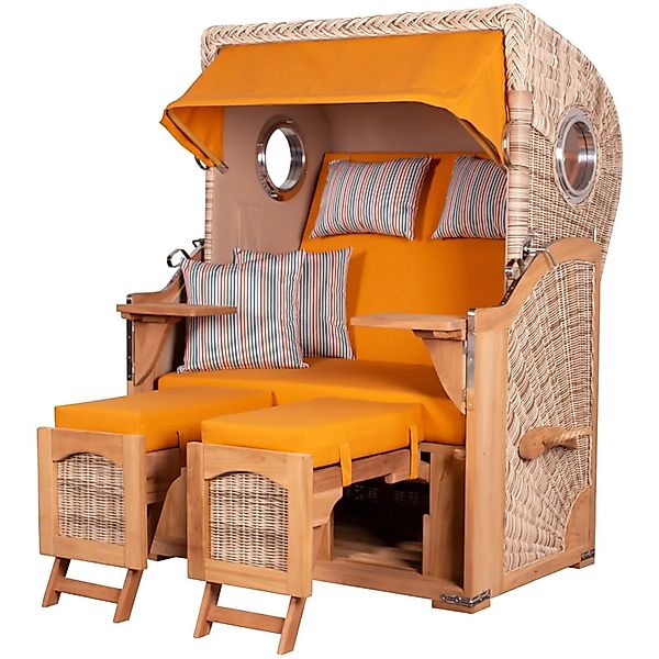 bene,iving Strandkorb Komplettset Ammersee Teak Bullauge PE Shell Modell 58 günstig online kaufen