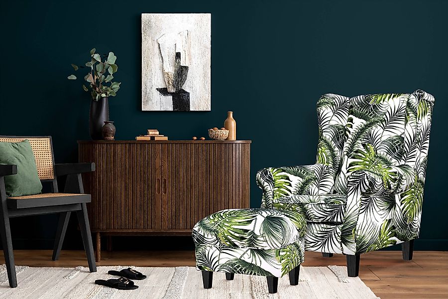 KONSIMO® Ohrensessel MILES Einzelsessel mit Sitzhocker, günstig online kaufen