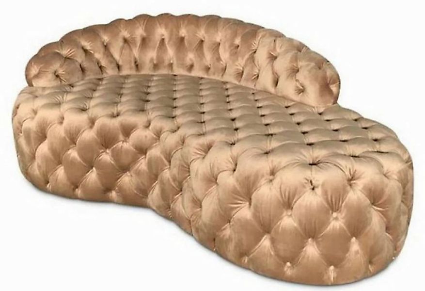 Casa Padrino Chesterfield-Sofa Luxus Chesterfield Samt Chaiselongue Gold 16 günstig online kaufen