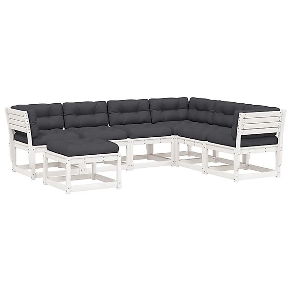 vidaXL 7-Tlg Garten-Lounge-Set mit Kissen Weiß Massivholz Kiefer 3216931 günstig online kaufen