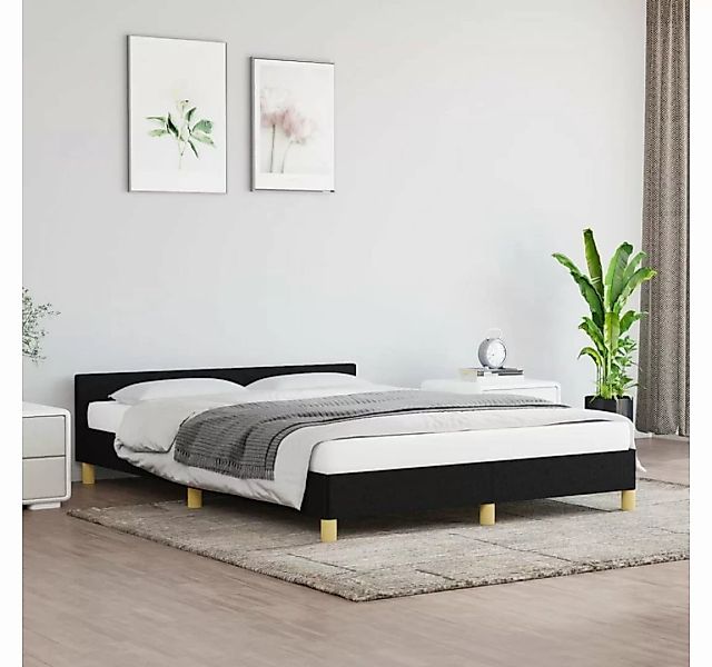furnicato Bett Bettgestell mit Kopfteil Schwarz 140x200 cm Stoff günstig online kaufen
