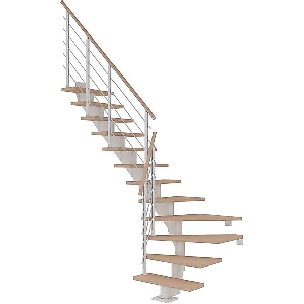 Dolle Mittelholmtreppe Hamburg Eiche Weiß GH bis 322 cm 1/4 Gewendelt 75 cm günstig online kaufen