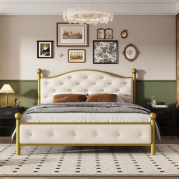 Flieks Metallbett, Doppelbett Polsterbett mit Lattenrost günstig online kaufen