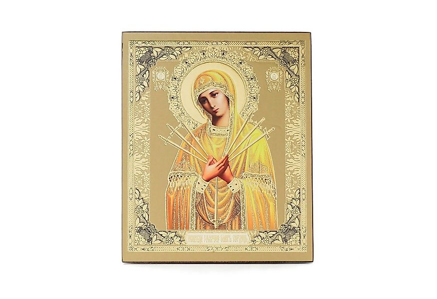 NKlaus Bild Gottesmutter Siebenpfeilige Holz Ikone 10x12cm christlich ortho günstig online kaufen