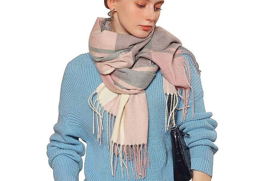 Coonoor Modeschal Damen Kariert Oversized Schal mit Fransen, Winterschal We günstig online kaufen
