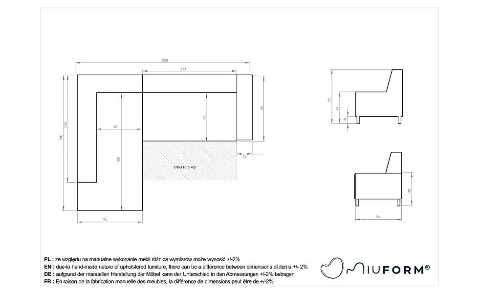 Miuform Ecksofa mit Schlaffunktion   ¦ grau ¦ Maße (cm): B: 253 H: 77 Polst günstig online kaufen