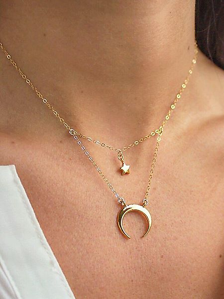 Gold Star Moon Alloy Halsketten günstig online kaufen