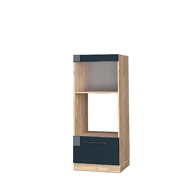 Vicco Mikrowellenschrank Fame-Line Dunkelblau Hochglanz/Goldkraft Eiche 60 günstig online kaufen