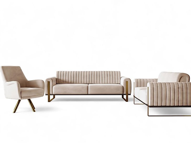 Fun Möbel Polstergarnitur Sofaset Designersofas VALERIE 3-2-1 in Stoff Elis günstig online kaufen