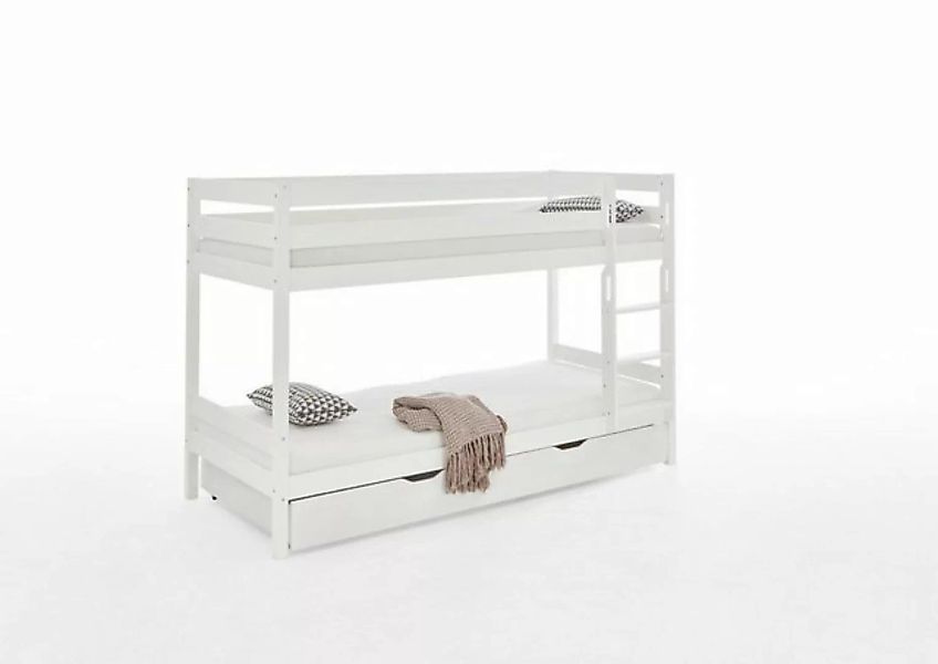 Natur24 Einzelbett Etagenbett Lupo Buche Weiß Bett 90x200cm mit Schublade günstig online kaufen