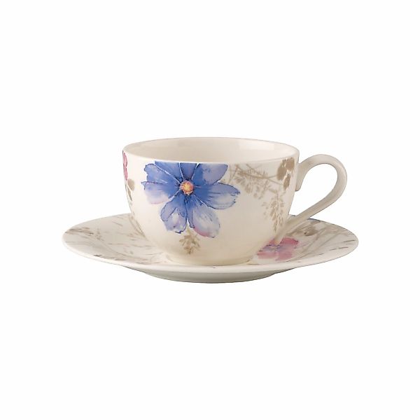 Villeroy & Boch Tasse "Frühstückstasse mit Untertasse Mariefleur Gris Basic günstig online kaufen