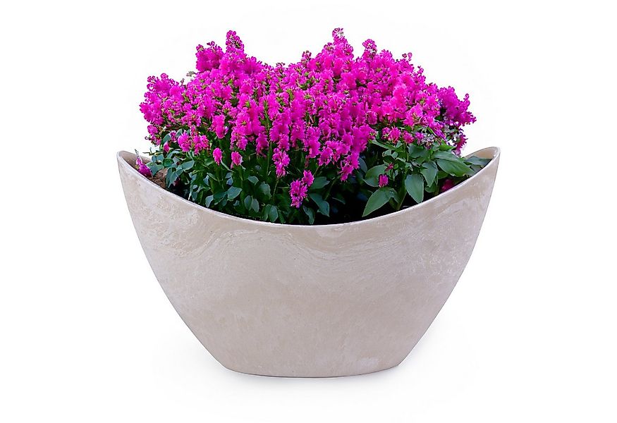 matches21 HOME & HOBBY Blumentopf Hohe Pflanzschale oval Vintage sand-beige günstig online kaufen