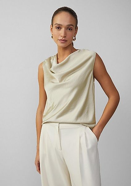 s.Oliver Kurzarmbluse Bluse Ärmellose Satinbluse mit Wasserfall-Ausschnitt günstig online kaufen