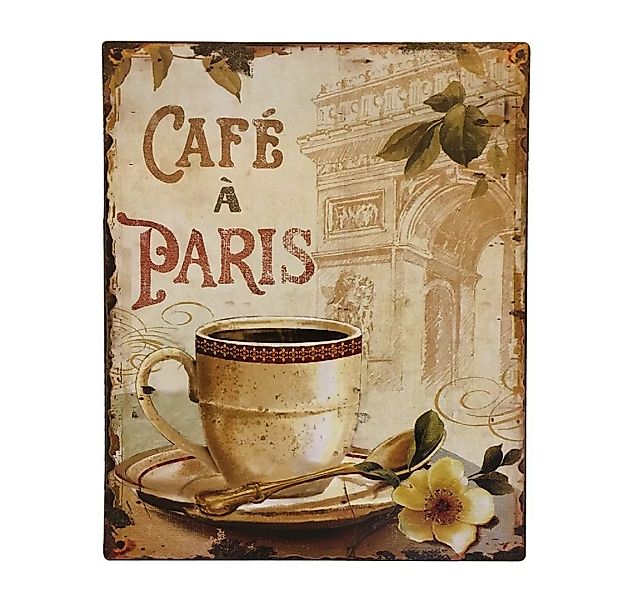 Blechschild CAFE A PARIS Nostalgie Dekoschild Vintage Antik-Stil 25x20cm günstig online kaufen