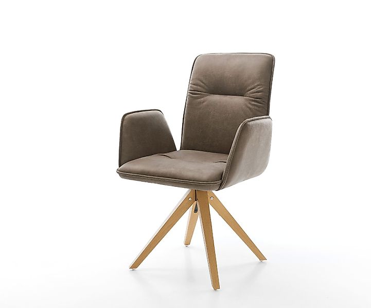 Esszimmerstuhl Vinja-Flex Mikrofaser Taupe Vintage Holzgestell kantig Natur günstig online kaufen