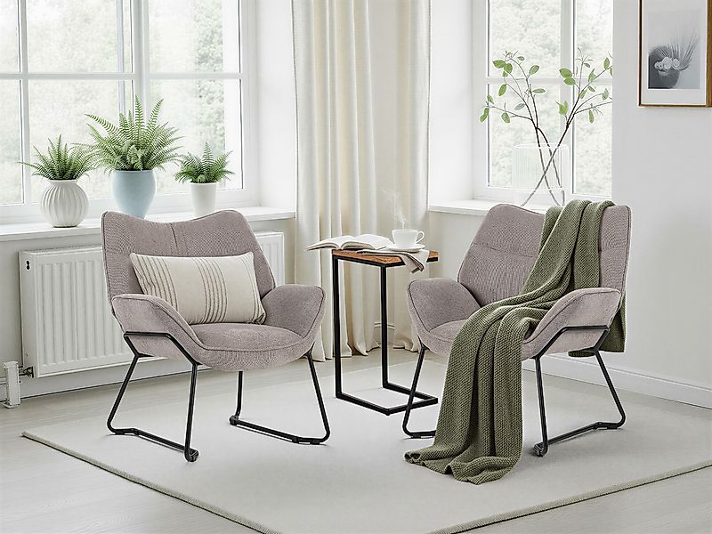 Wohnzimmer Set Aliano light grey & Beistelltisch Materos günstig online kaufen