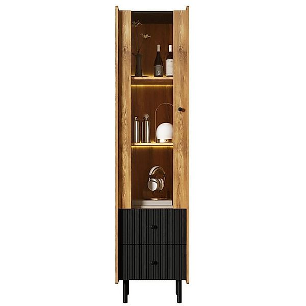 Gotagee Glasvitrine Wohnzimmerschrank aus Holz mit Glastür LED-Licht Sidebo günstig online kaufen