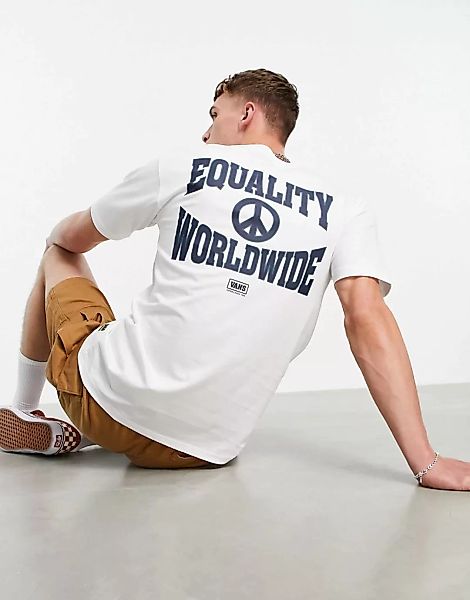 Vans – T-Shirt mit „Equality“-Rückenprint in Weiß günstig online kaufen