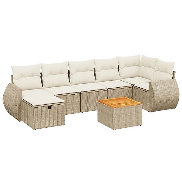 vidaXL 8-Tlg Garten-Sofagarnitur mit Kissen Beige Poly Rattan 3265069 günstig online kaufen
