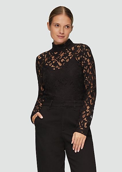 s.Oliver BLACK LABEL Langarmshirt Spitzen-Longsleeve aus günstig online kaufen