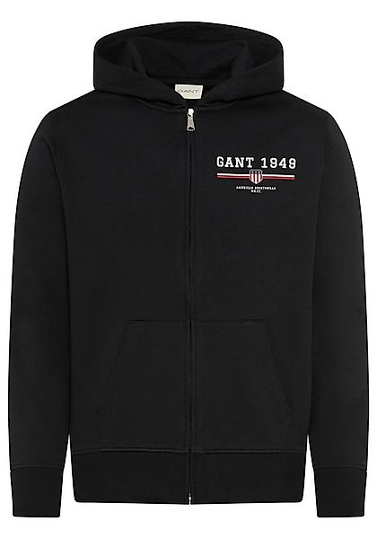 Gant Kapuzensweatjacke GRAPHIC FULL ZIP HOODIE Kängurutasche, Rippbündchen, günstig online kaufen
