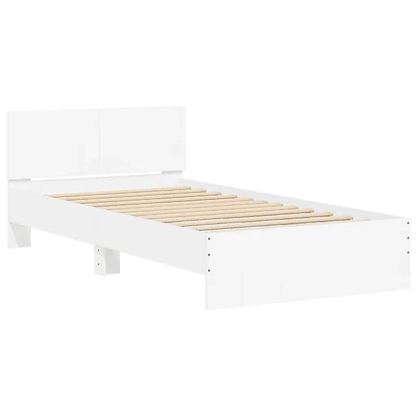 vidaXL Bettgestell mit Kopfteil Weiß 100x200 cm Holzwerkstoff 838617 günstig online kaufen