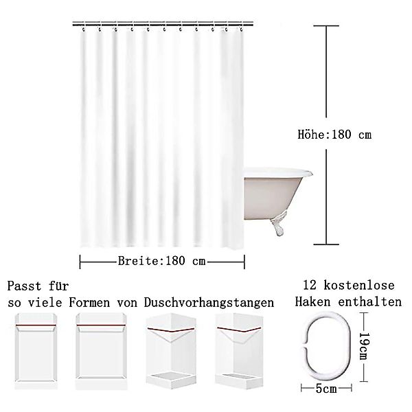 BYSURE Duschvorhang Breite 180 cm, Digitaldruck günstig online kaufen