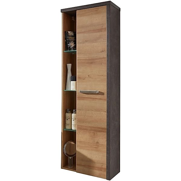 trendteam Hochschrank Bay (Bad Hängeschrank in Eiche mit grau, 48 x 160 cm) günstig online kaufen