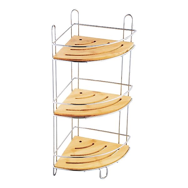 MSV Eck-Duschregal Joy 3 Ebenen 19,5 cm x 19,5 cm x 48,5 cm Braun-Silber günstig online kaufen