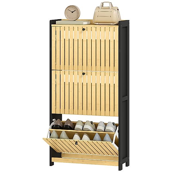 HOMCOM Schuhschrank 18 Paare, schmaler Schuhschrank, Eingangsmöbel mit 3 ki günstig online kaufen