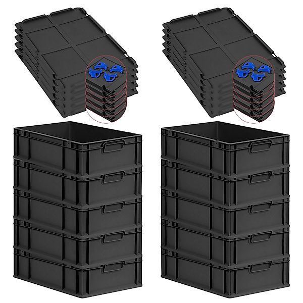 PROREGAL SparSet 10x Eurobox Nextgen Grip Mit Auflagedeckel Und Blauen Vers günstig online kaufen