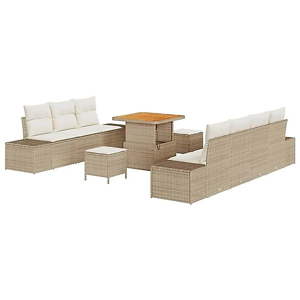 vidaXL Gartensofa-set mit Kissen mit Speicher 10-Tlg Beige Poly-Rattan 3364 günstig online kaufen