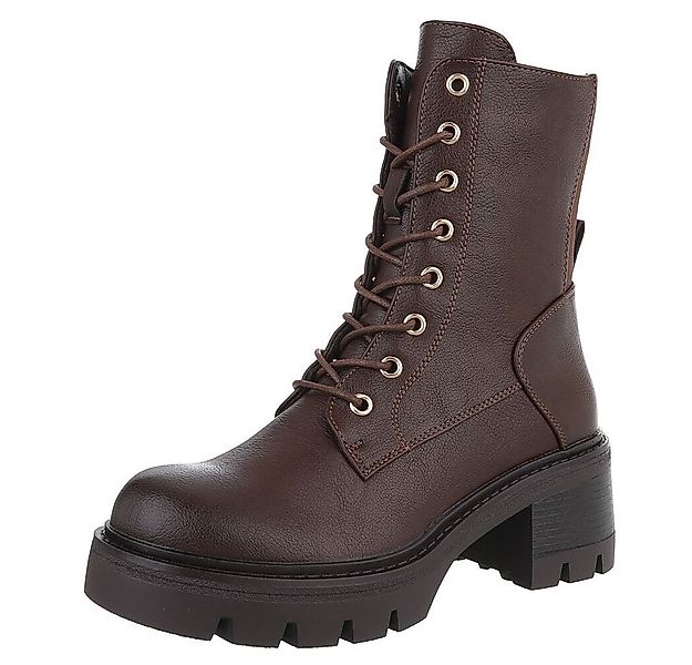 Ital-Design Robuste Stiefelette mit Schnürung für Damen – Herbst-Trend Schn günstig online kaufen
